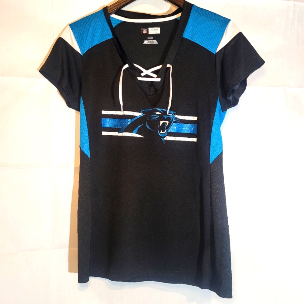 CAROLINA PANTHERS NFL Team Apparel Woman's Sports T-Shirt Short Sleeve Size Med